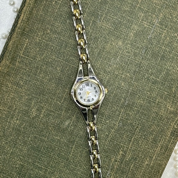 Two-Tone Round Dial Watch with Mother of Pearl Dial - Picture 2 of 6